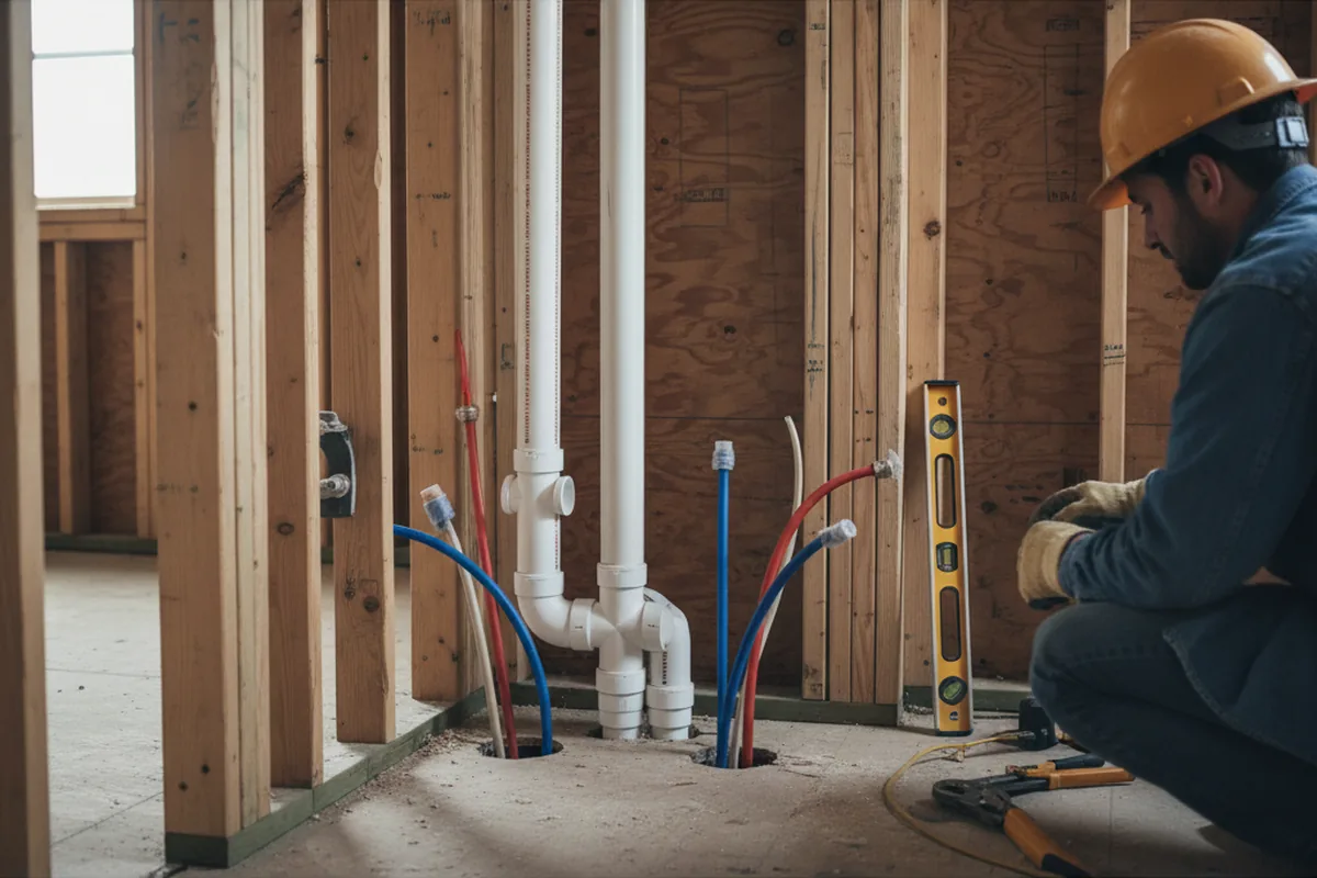 Drain and supply rough-in during Garbage Disposal Repair in Rexford