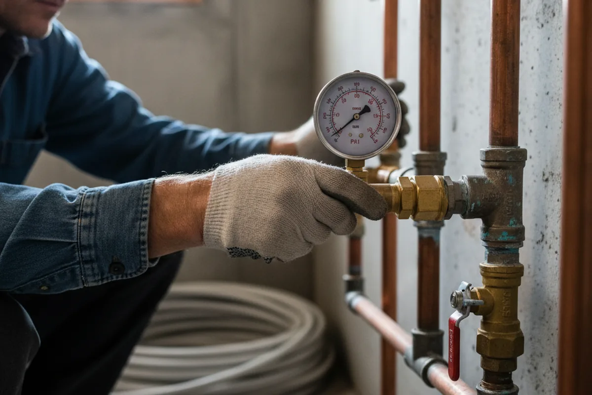 Pressure testing a repaired line during Water Line Repair in Rexford